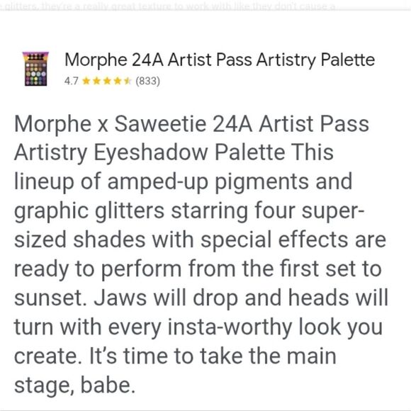 Morphe 24A ARTIST PASS EYESHADOW PALETTE NEW No Box - Picture 5 of 11